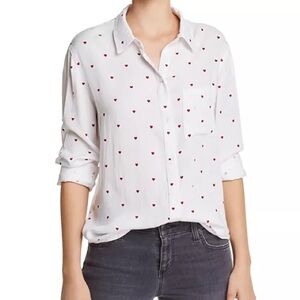 Rails Rocsi White Red Hearts Shirt. Size XS